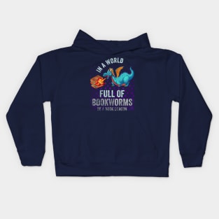 In A World Full Of Bookworms Be A Book Dragon Kids Hoodie